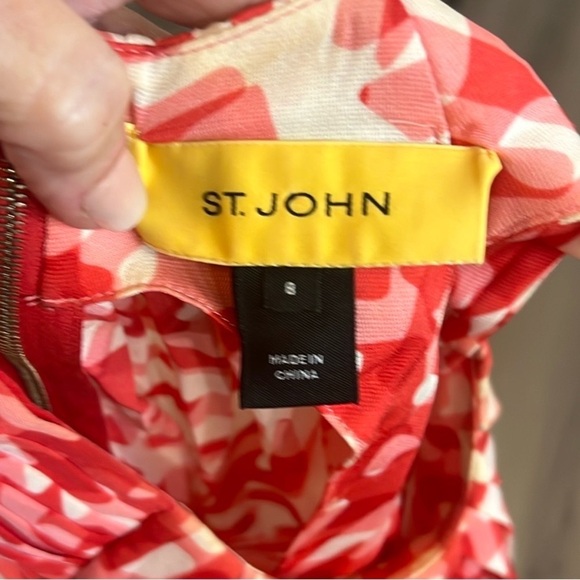 St. John,Silk Poppy,Pocketed,Side-Drawstring Dress,Yacht Wear,Luxury,EUC, Size 8 - Picture 2 of 16